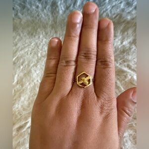 Gold Honeycomb Bee Ring